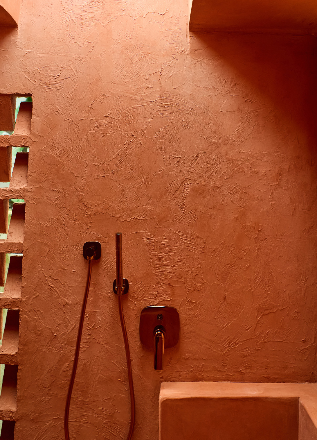 Breathable lime plaster wall for coastal Bali villa