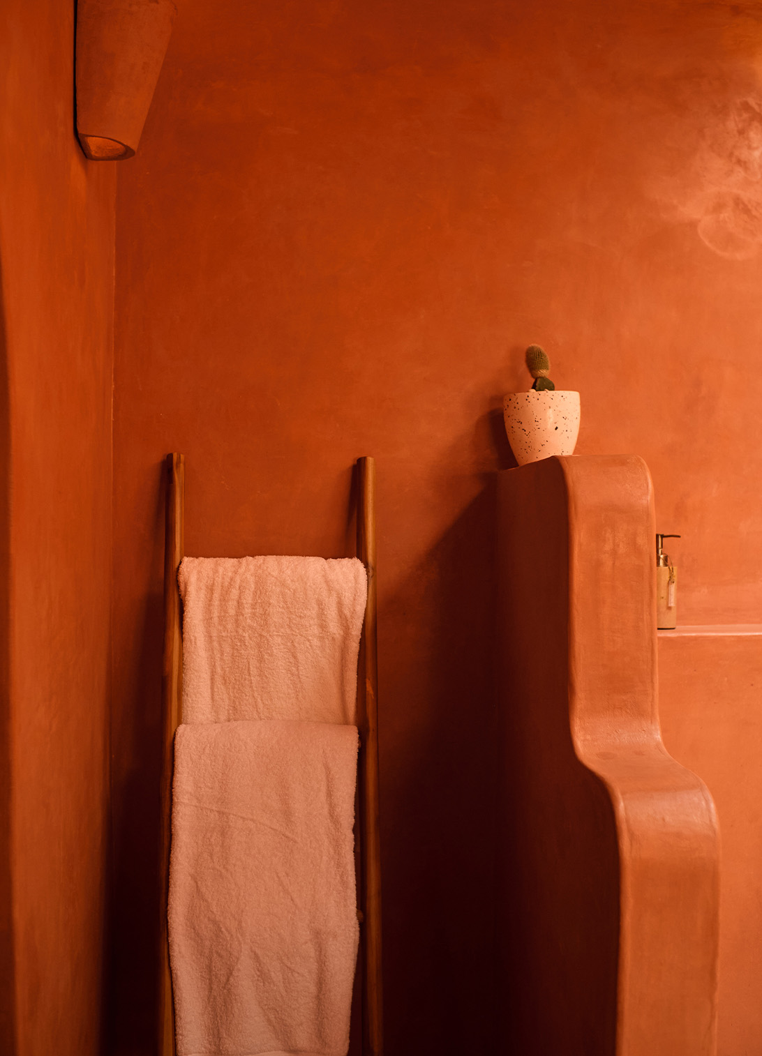 Breathable plaster wall finish for Bali wet areas